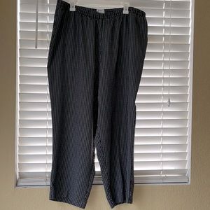 Koret Black/White Striped Elastic Waist Pants - Size 20W - Wide Leg
